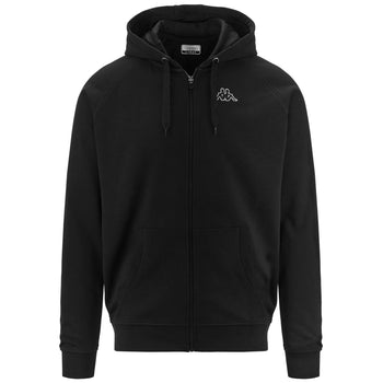 Felpa nera full-zip con cappuccio da uomo Kappa Logo Jackus Slim, Abbigliamento Sport, SKU a721000202, Immagine 0